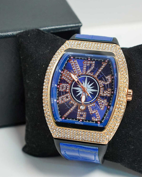 Davinci Blue Dial Watch — Diamond-Set Body | Statement Timepiece
