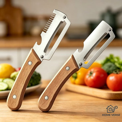 Premium Vegetable Peeler with Wooden Handle and Bottle Opener