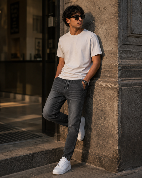 Denim Joggers — Charcoal Grey