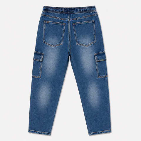 6-Pocket Cargo Denim Joggers — Ocean Blue