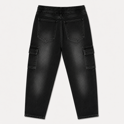 6-Pocket Cargo Denim Joggers — Jet Black