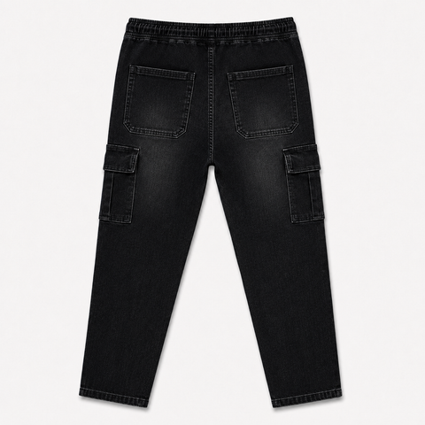 6-Pocket Cargo Denim Joggers — Stone Washed Blue
