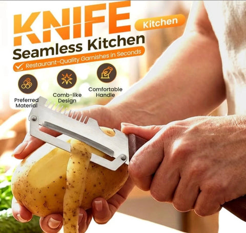 Premium Vegetable Peeler with Wooden Handle and Bottle Opener