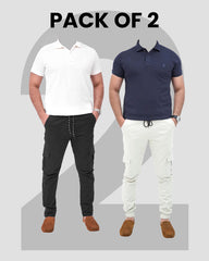 Pack of 2 Trousers (Light Beige+Black)