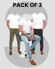 Pack of 3 Trousers (Commando+Slate Blue+Black)
