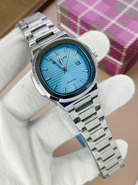 Patek Blue Dial Watch — Deep Navy Authority | 1-Year Warranty