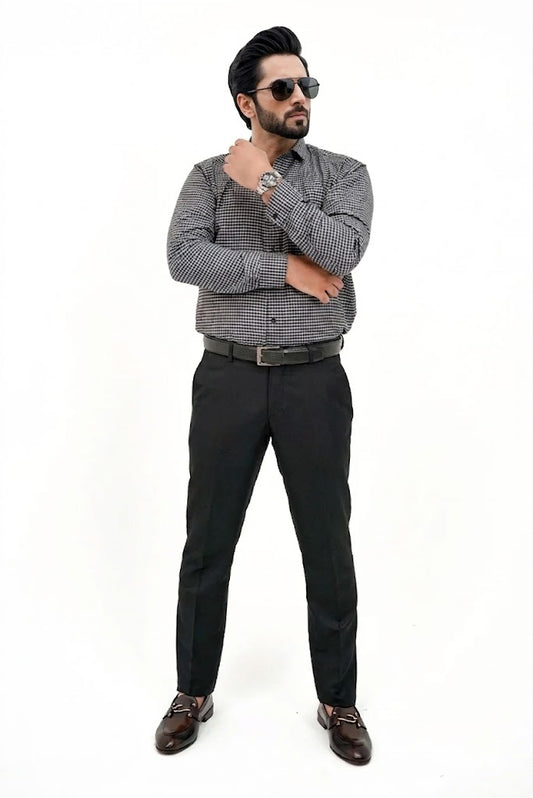 Black Check Formal Cotton Shirt