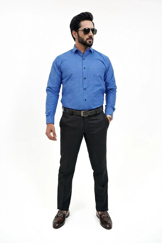 Blue Check Formal Cotton Shirt