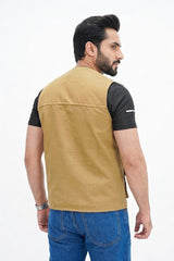 Men's Khaki Cotton sleeveless Sidhu Jacket