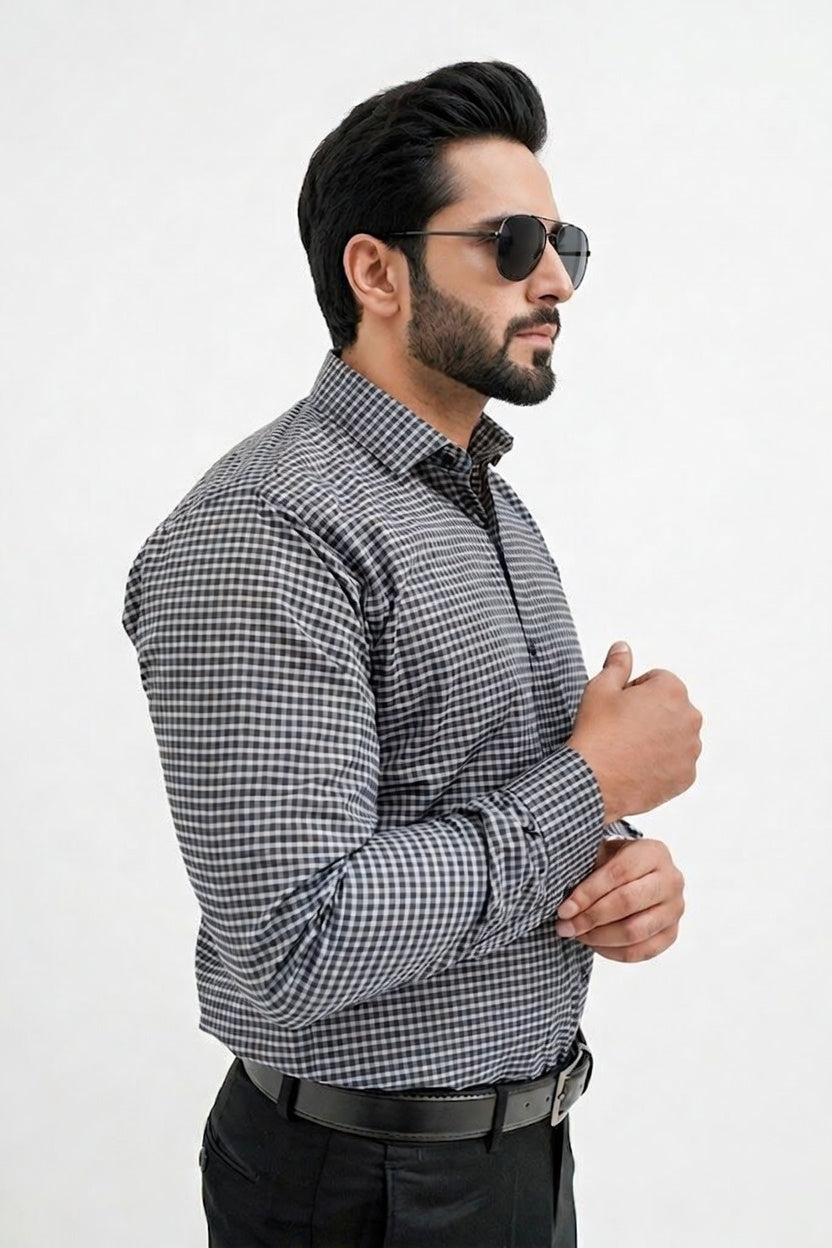 Black Check Formal Cotton Shirt