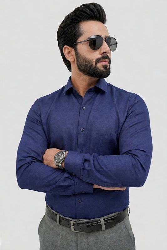 Navy Blue Formal Cotton Shirt