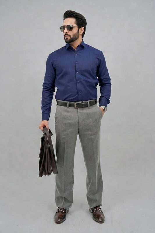 Navy Blue Formal Cotton Shirt